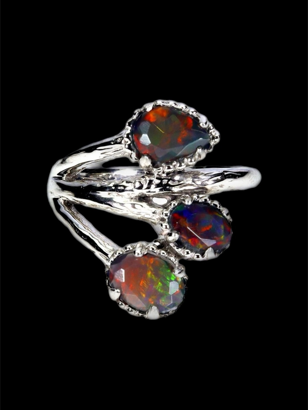 Genuine Natural Fiery Black Opal Ring, A one of a kind!
See Video⭐️